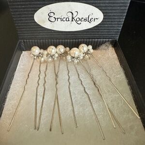 Bridal Accessory, 5 Hair Pins by Erica Koesler, Fresh water pearls & crystals
